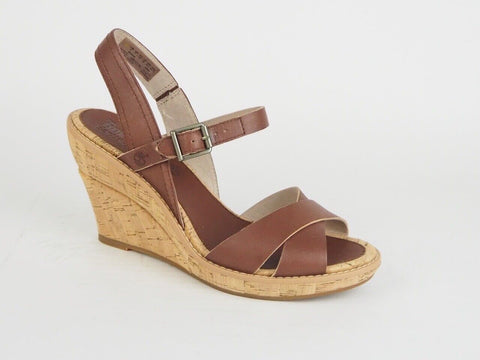 Womens Timberland Kadfin Marin 8448B Brown Leather Out Door Wedge Heels Sandals