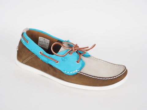 Mens Timberland EK Heritage 6935A Blue / Brown Leather Casual Laced Boat Shoes