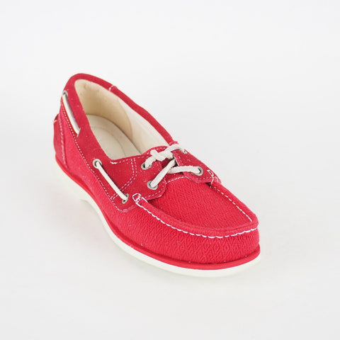 Womens Timberland Classic A14LV Red Leather 2 Eye Lace Up Casual Boat Shoes