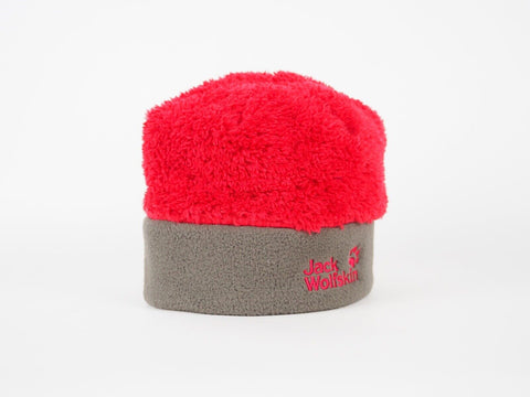 Kids Jack Wolfskin Highloft 1900441 Indian Red Furry Fleece Beanie Hat - London Top Style