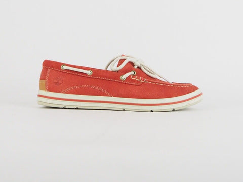 Womens Timberland Ek Casco Bay Boat 3952R Red Leather Lace Up Casual Boat Shoes