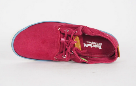 Mens Timberland EK Handcrafted 5311A Shoes Burgundy Lace Flat Canvas Trainers