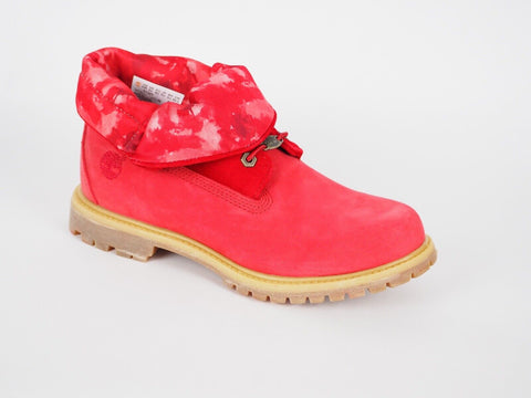 Womens Timberland Authentics A13ZT Red Leather Roll Top Warm Winter Chukka Boots