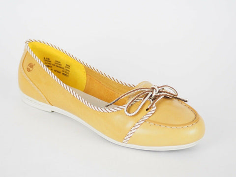 Womens Timberland Belle Island 24646 Yellow Leather Light Casual Ballet Flats - London Top Style