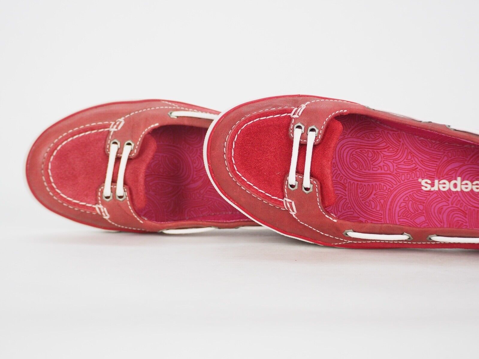 Womens Timberland Deering 27621 Red Leather Casual Moccasins Flat Shoes UK 3.5