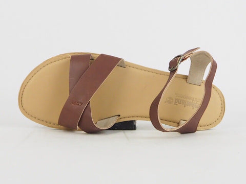 Womens Timberland Ek Harborview Y-Strap 6256B Brown Leather Buckle Sandals