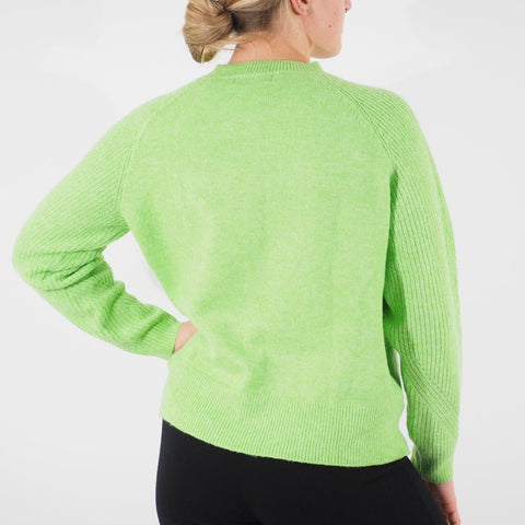 Womens Ex M&S Long Sleeve Jumper Green Round Neck Ladies Soft Acrylic Jumper