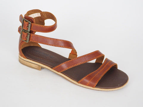 Womens Timberland EK Darien 8934R Brown Leather Ankle Strap Sandals