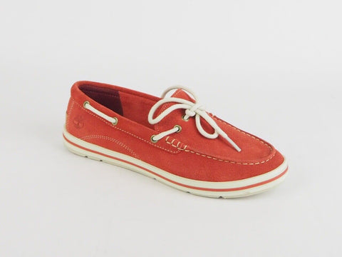 Womens Timberland Ek Casco Bay Boat 3952R Red Leather Lace Up Casual Boat Shoes