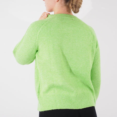 Womens Ex M&S Long Sleeve Jumper Green Round Neck Ladies Soft Acrylic Jumper