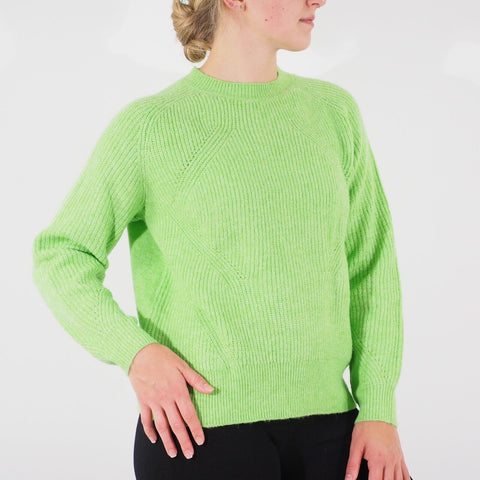 Womens Ex M&S Long Sleeve Jumper Green Round Neck Ladies Soft Acrylic Jumper