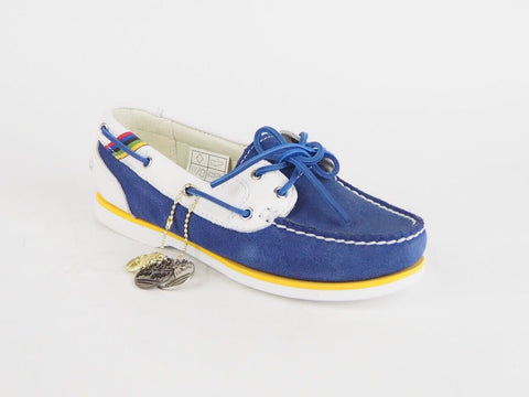 Womens Timberland Amherst 2 Eye Boat 42674 Blue White Leather Boat Shoes - London Top Style