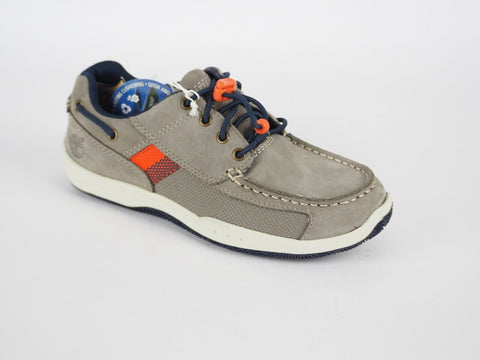 Boys Timberland EK Oxford 4472R Grey Leather Lace Up Casual Kids boat Shoes