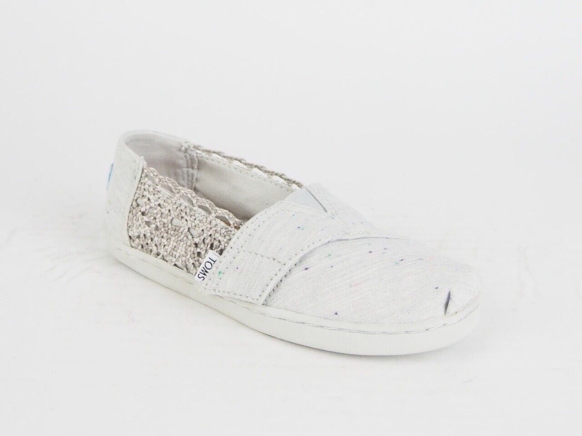 Girls Toms Classic Multi Grey Textile Flats Slip On Out Door Trainers Uk K10 - London Top Style