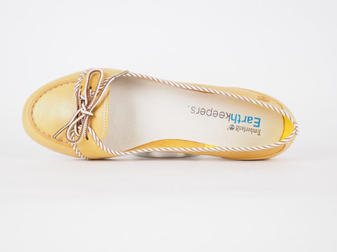 Womens Timberland Belle Island 24646 Yellow Leather Light Casual Ballet Flats - London Top Style