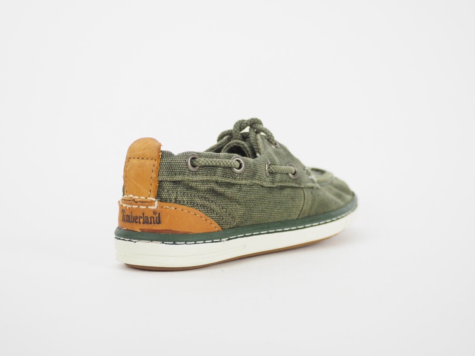 Boys Timberland Hookset 3180A Olive 2 Eye Lace Up Loafers Casual Soft Boat Shoes - London Top Style