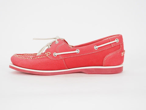 Womens Timberland Classic 8866R Red Leather Casual 2 Eye Boat Deck Shoes UK 6