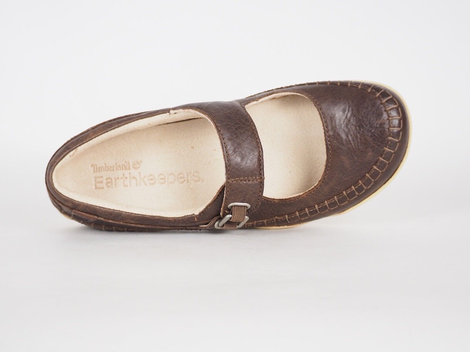 Womens Timberland EK Barestep 42622 Dark Brown Leather Strap Casual Flat Shoes