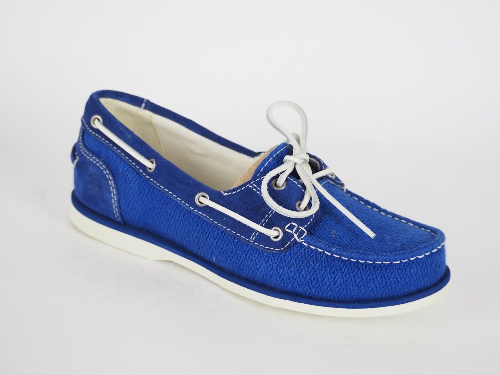 Womens Timberland EK Classic 2 Eye A14M2 Blue Leather Fabric Slip On Boat Shoes - London Top Style