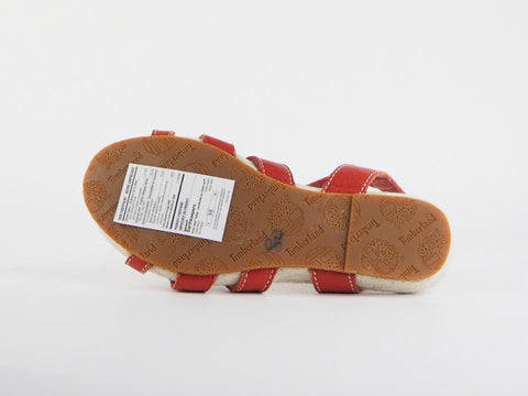Womens Timberland Ek Narragansett 8216R Red Leather Ankle Strap Sandals