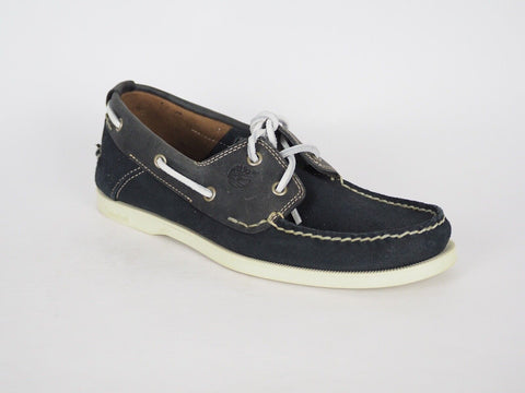 Mens Timberland Classic 6507R Dark Blue Leather 2 Eye Lace Up Casual Boat Shoes