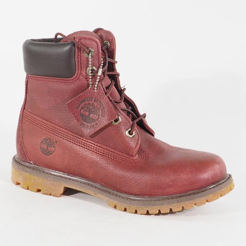 Womens Timberland 6 Inch Premium Burgundy A12MF Leather Lace Waterproof Boots