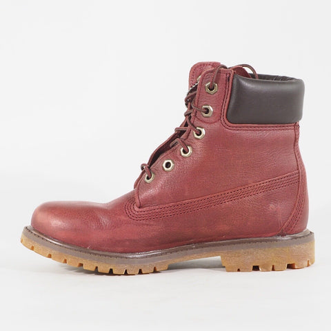 Womens Timberland 6 Inch Premium Burgundy A12MF Leather Lace Waterproof Boots