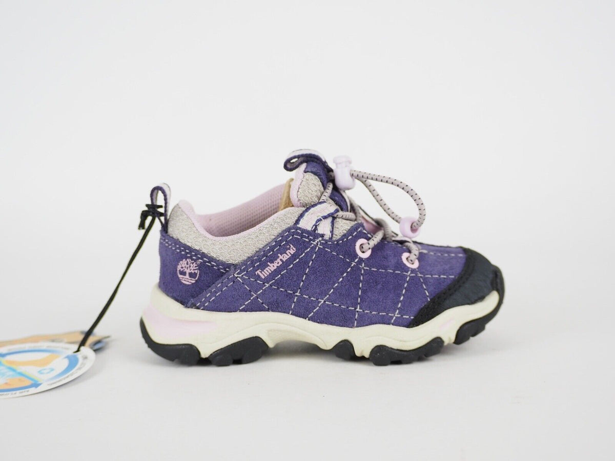 Infants Timberland EK Trail 3983R Purple Leather Lace Up Hiking Baby Shoes