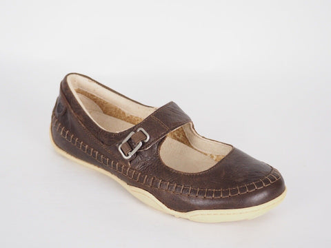 Womens Timberland EK Barestep 42622 Dark Brown Leather Strap Casual Flat Shoes