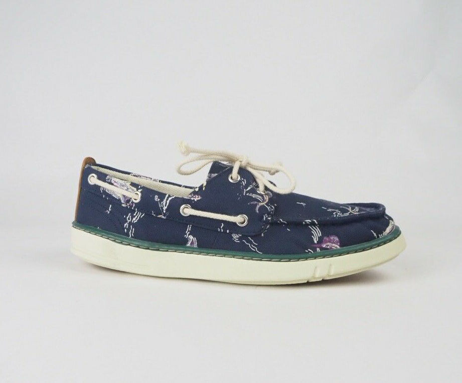 Mens Timberland Hookset Handcrafted Navy 2 Eye A17PI Canvas Lace Up Boat Shoes