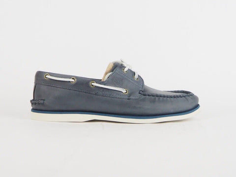 Mens Timberland Classic 2 Eye Boat 29588 Grey Leather Lace Up Casual Boat Shoes