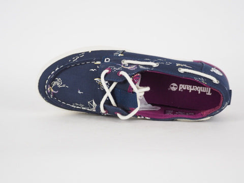 Womens Timberland Newport Bay Canvas A15N6 Navy Blue Lace Up Casual Boat Shoes