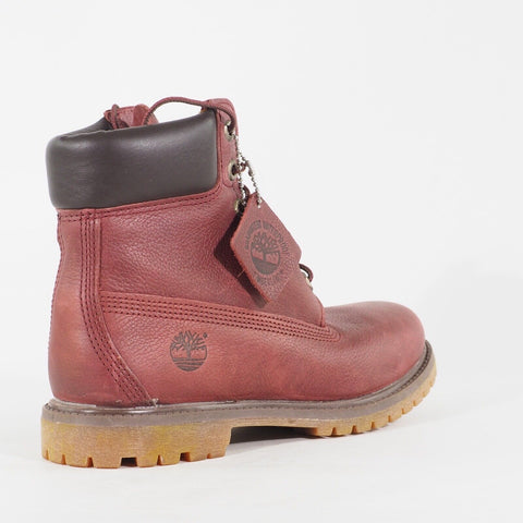 Womens Timberland 6 Inch Premium Burgundy A12MF Leather Lace Waterproof Boots