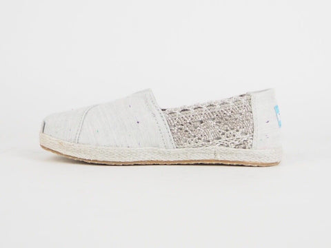 Girls Toms Classic Grey Textile Flats Slip On Out Door Trainers Uk K13 - London Top Style