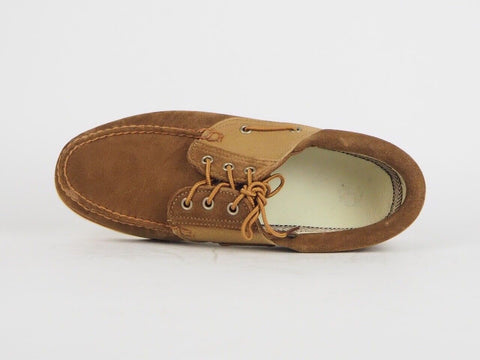 Mens Timberland Abington 3 Eye 82574 Brown Suede Lace Up Boat Casual Shoes