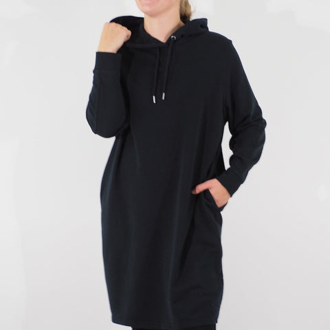 Womens Ex M&S Long Sleeve Long Jumper Black Hooded Ladies Cotton Pullover