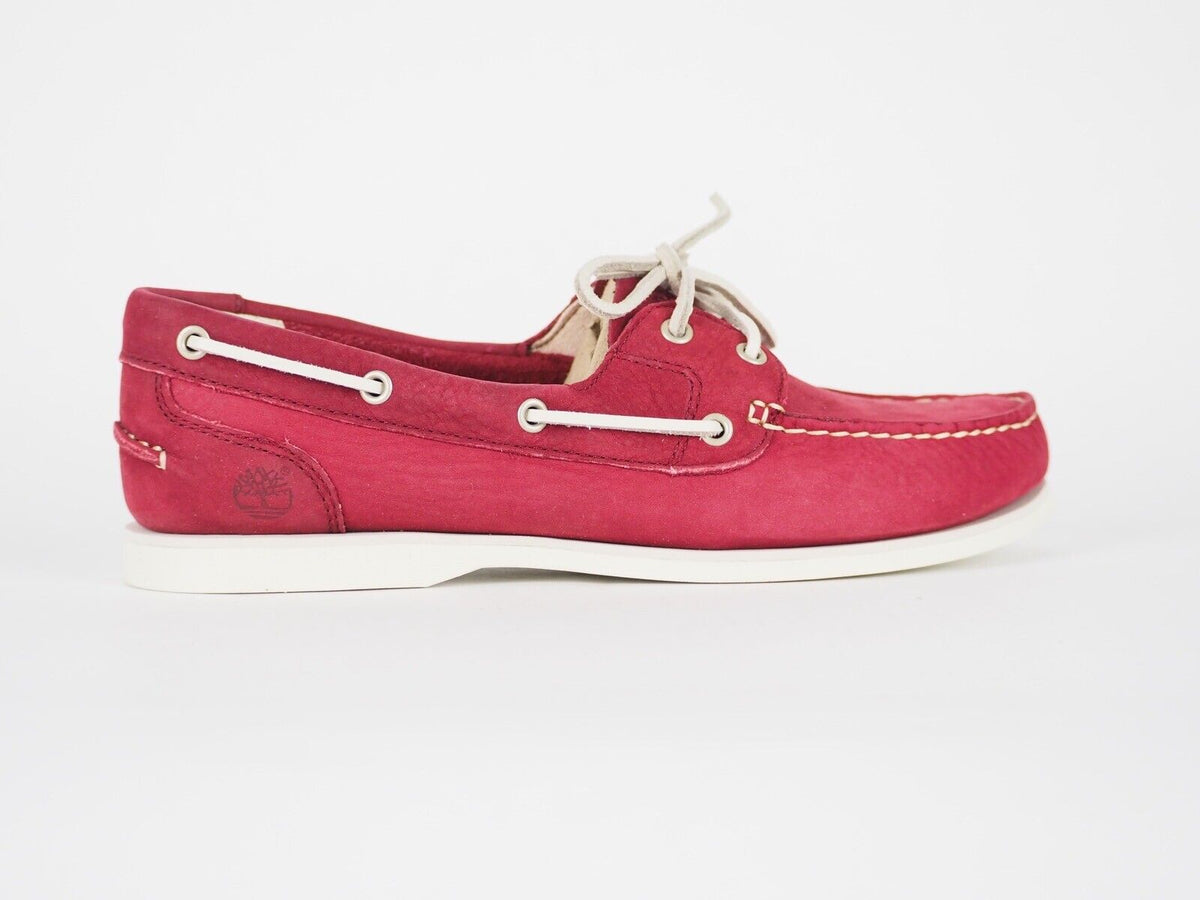 Womens Timberland EK Classic 8359A Burgundy Leather 2 Eye Casual Boat Shoes