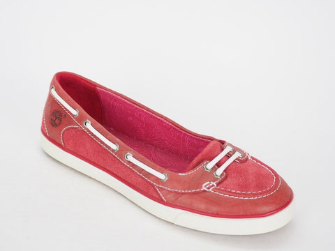 Womens Timberland Deering 27621 Red Leather Casual Moccasins Flat Shoes UK 4