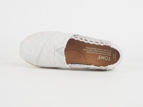 Girls Toms Classic Grey Textile Flats Slip On Out Door Trainers Uk K13 - London Top Style